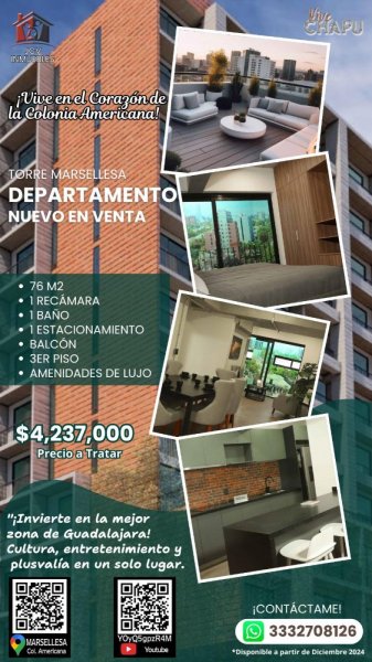 Departamento en Venta en Americana Guadalajara, Jalisco