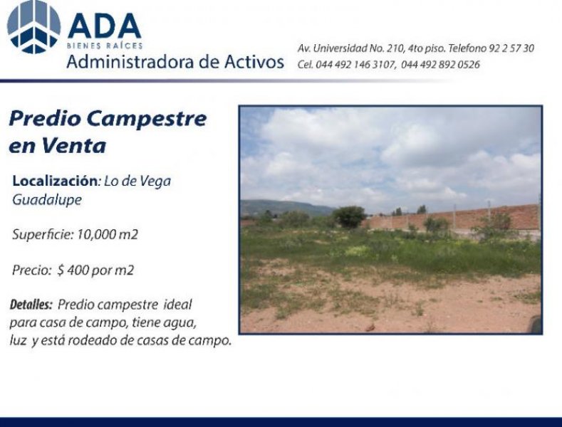 Foto Terreno en Venta en Lo de Vega, Guadalupe, Zacatecas - $ 400 - TEV80502 - BienesOnLine