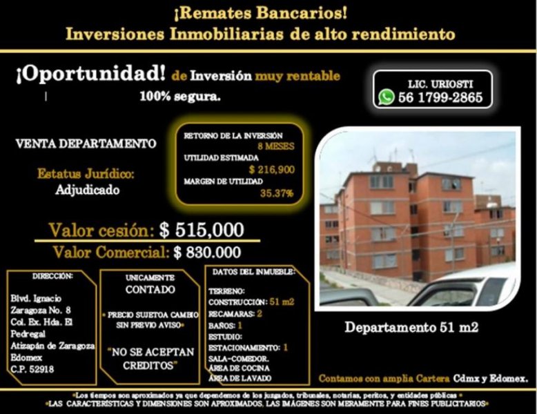 Departamento en Venta en Ex Hda el Pedregal Atizapan de Zaragoza, Mexico