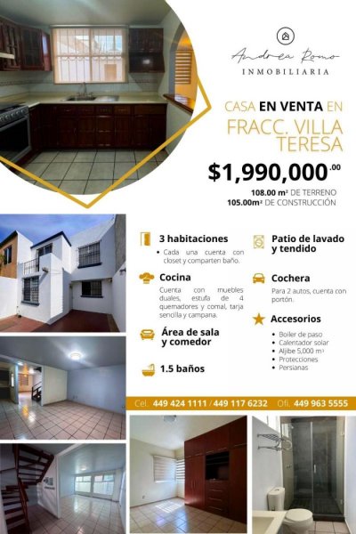 Foto Casa en Venta en Villa Teresa, Aguascalientes, Aguascalientes - $ 1.989.999 - CAV358530 - BienesOnLine