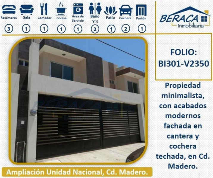 Foto Casa en Venta en AMPLIACIÓN UNIDAD NACIONAL, Ciudad Madero, Tamaulipas - $ 2.350.000 - CAV215150 - BienesOnLine