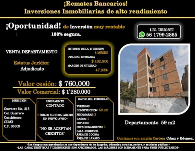 Departamento en Venta en guerrero Cuauhtémoc, Distrito Federal