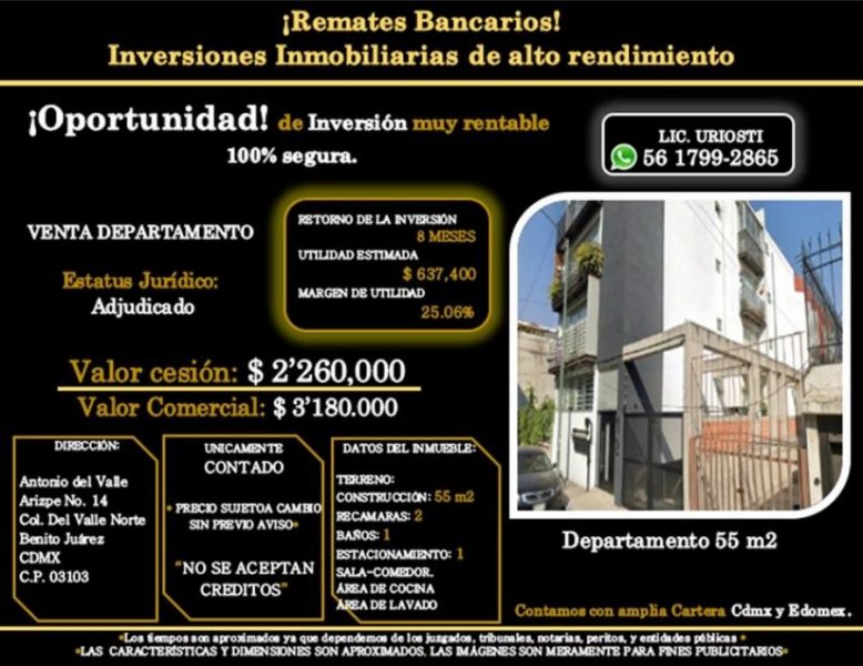 Departamento en Venta en Del Valle Norte Benito Juárez, Distrito Federal