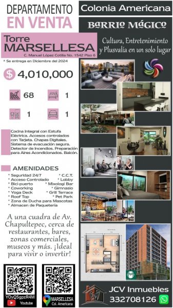 Departamento en Venta en Americana Guadalajara, Jalisco