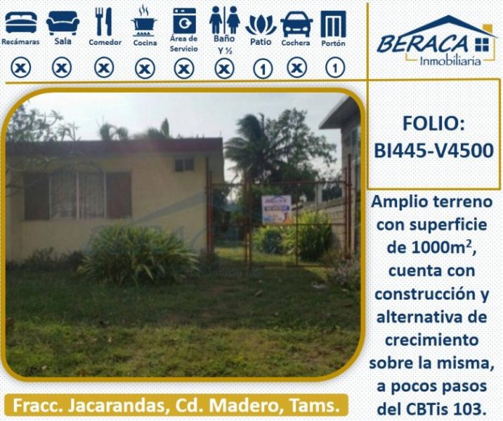 Foto Terreno en Venta en Fraccionamiento Jacarandas, Ciudad Madero, Tamaulipas - $ 4.500.000 - TEV204829 - BienesOnLine