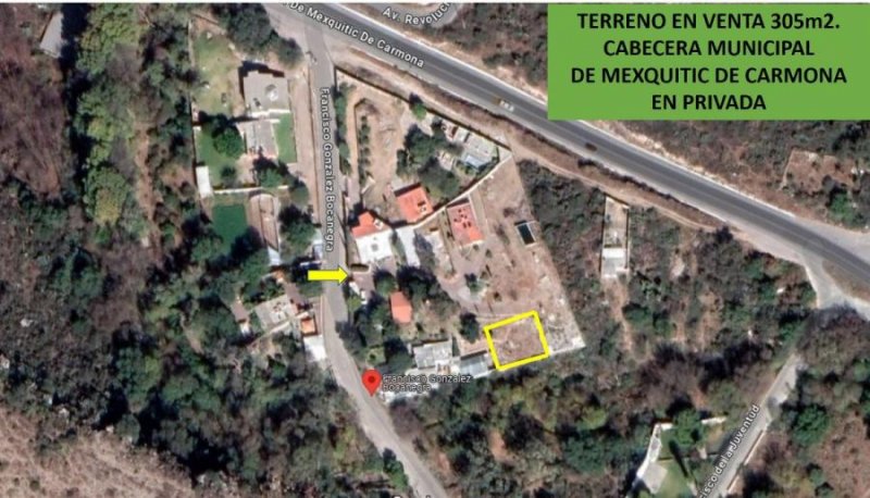 EN VENTA TERRENO EN LA CABECERA MUNICIPAL DE MEZQUITIC DE CARMONA, EN PRIVADA MUY CERCA DE LA PLAZA 