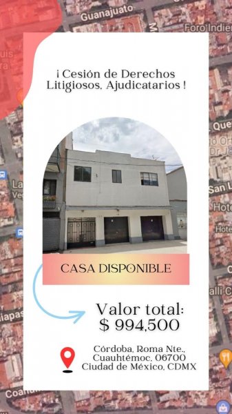 Casa en Venta en ROMA Cuauhtémoc, Distrito Federal