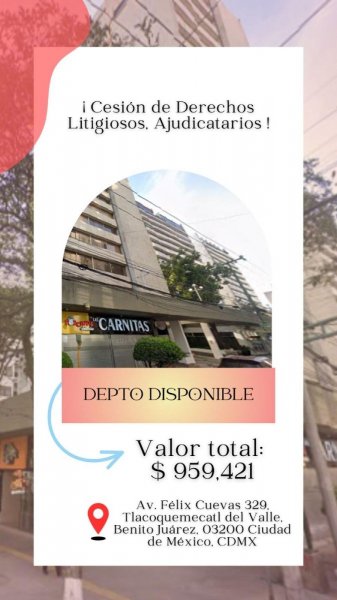 Foto Departamento en Venta en DEL VALLE, Benito Juárez, Distrito Federal - $ 959.421 - DEV353377 - BienesOnLine