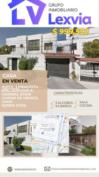 Casa en Venta en LINDAVISTA Gustavo A. Madero, Distrito Federal