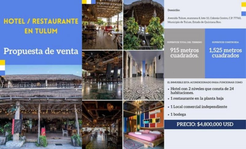 Hotel en Venta en  Tulum, Quintana Roo