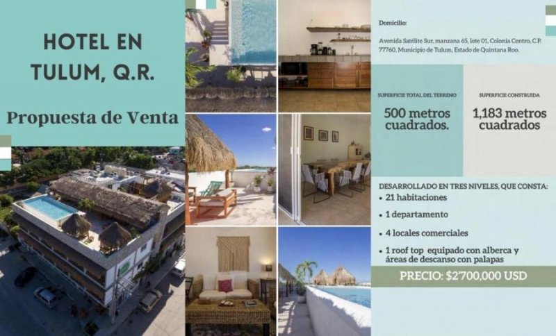 Hotel en Venta en  Tulum, Quintana Roo