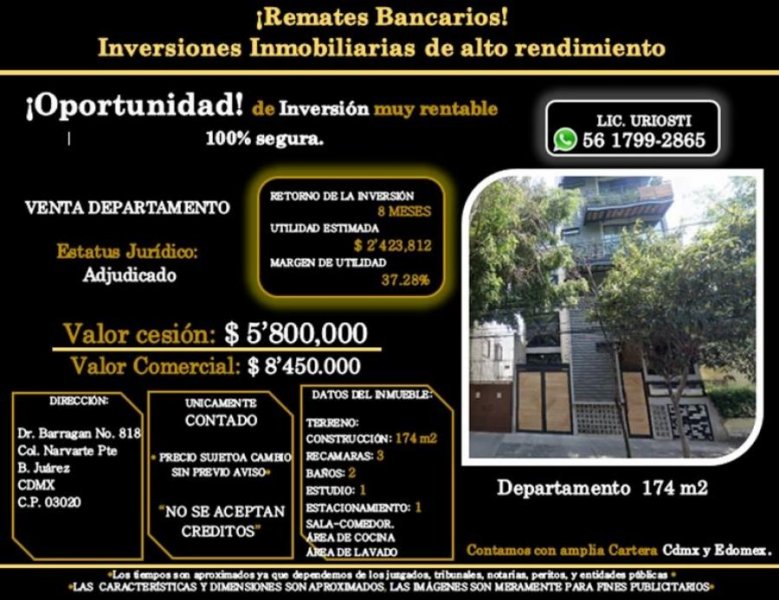 Departamento en Venta en NARVARTE PTE Benito Juárez, Distrito Federal