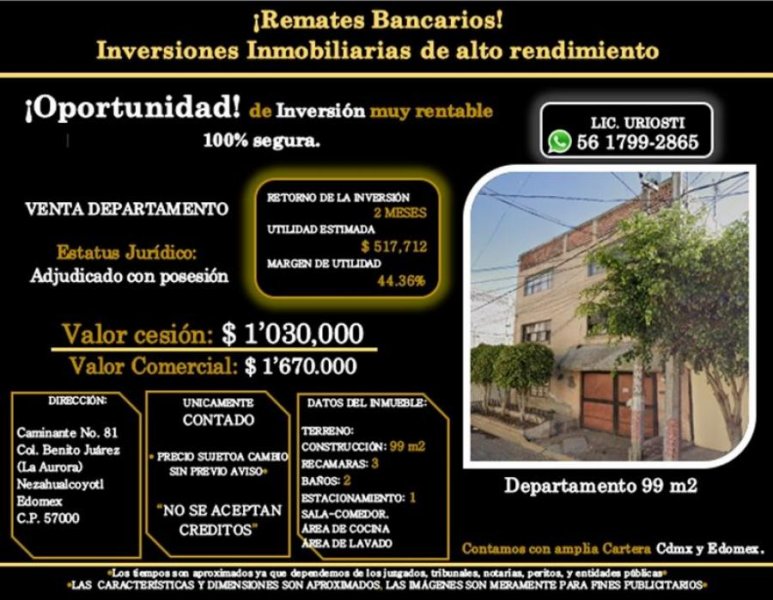 Departamento en Venta en BENITO  JUAREZ Nezahualcóyotl, Mexico