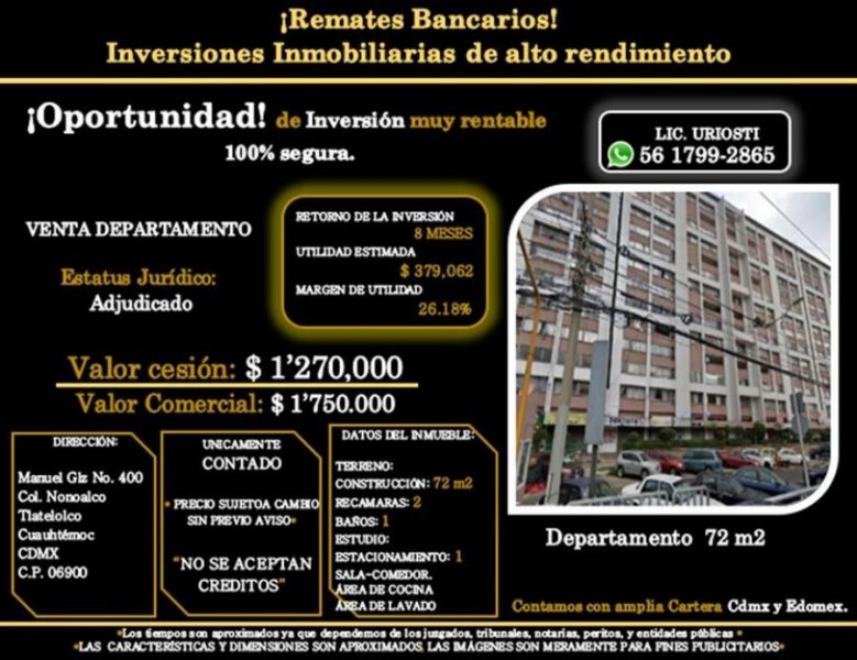 Departamento en Venta en NONOALCO TLATELOLCO Cuauhtémoc, Distrito Federal