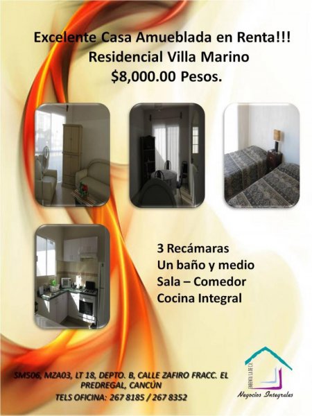 Foto Casa en Renta en Cancún, Quintana Roo - $ 8.000 - CAR33673 - BienesOnLine