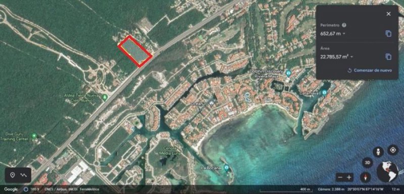 Puerto Aventuras en venta Terreno de 26,274 M2 sobre carretera