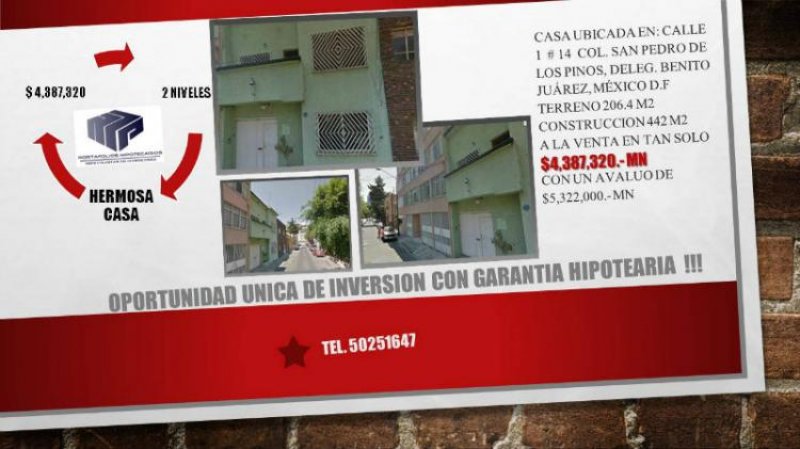 Foto Casa en Venta en San Pedro de los Pinos, Benito Juárez, Distrito Federal - $ 4.387.320 - CAV93610 - BienesOnLine