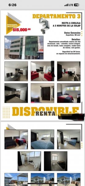 Departamento en Renta en  Cholula de Rivadabia, Puebla