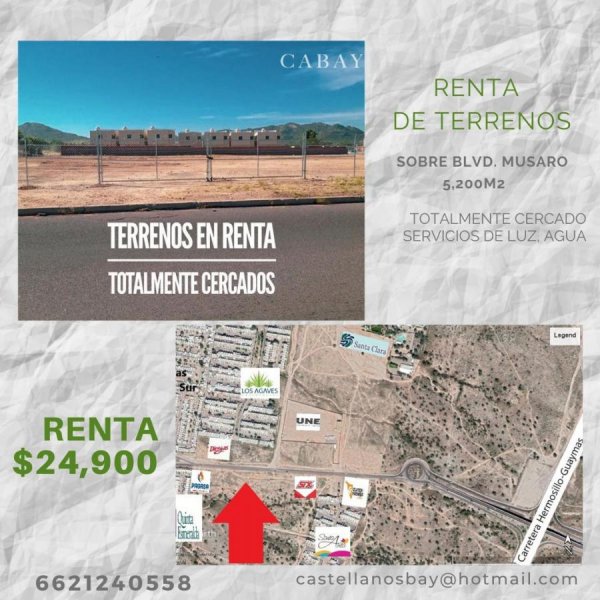 Terreno en Renta en  Hermosillo, Sonora