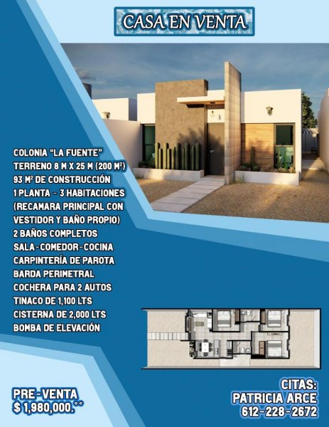 Casa en Venta en La Fuente La Paz, Baja California Sur