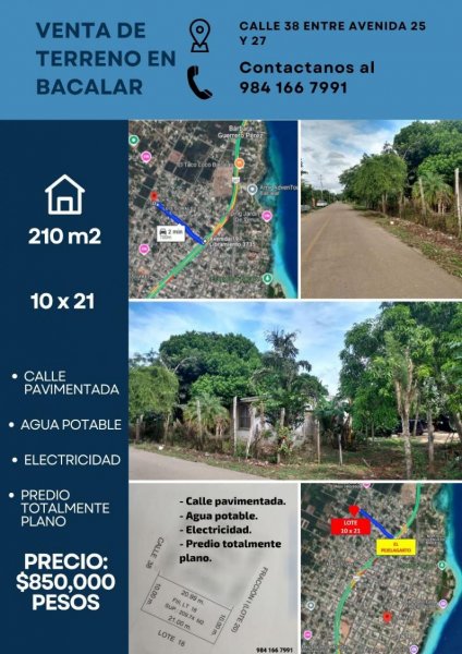 Terreno en Venta en bacalar Bacalar, Quintana Roo