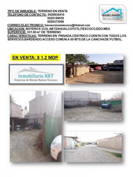 Foto Terreno en Venta en BOYEROS, Texcoco de Mora, Mexico - $ 1.200.000 - TEV230476 - BienesOnLine