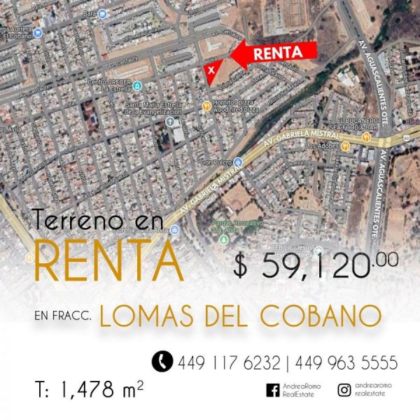 Terreno en Renta en Lomas del Cobano Aguascalientes, Aguascalientes