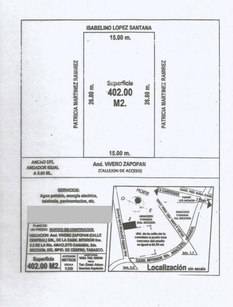 Foto Terreno en Venta en Anacleto Canabal 2a. Sección, Tabasco - $ 400.000 - TEV182900 - BienesOnLine