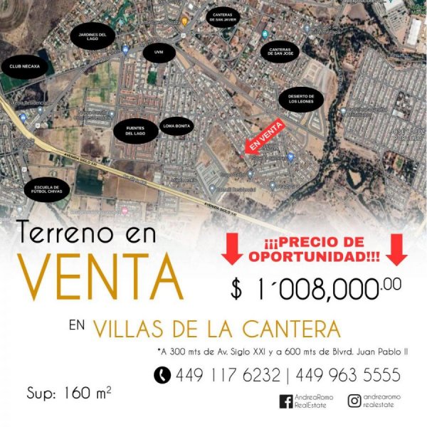 Terreno en Venta en Villas de la Cantera Aguascalientes, Aguascalientes