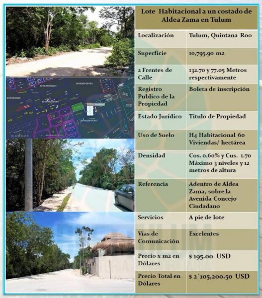 Foto Terreno en Venta en Tulum, Quintana Roo - U$D 2.105.200 - TEV231678 - BienesOnLine