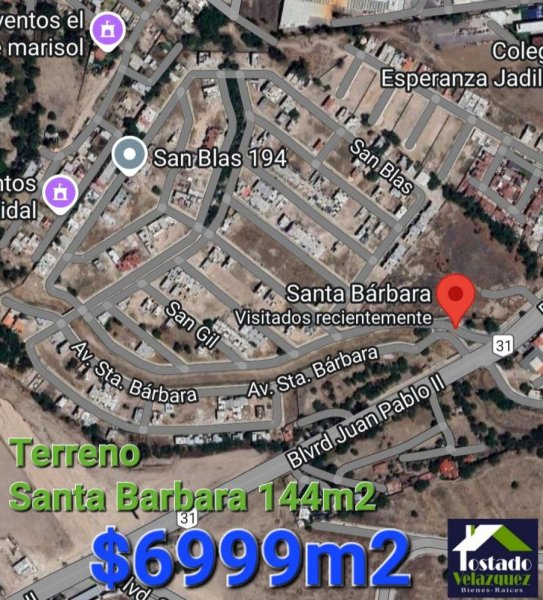 Foto Terreno en Venta en Santa Barbara, Aguascalientes, Aguascalientes - $ 999.000 - TEV358758 - BienesOnLine