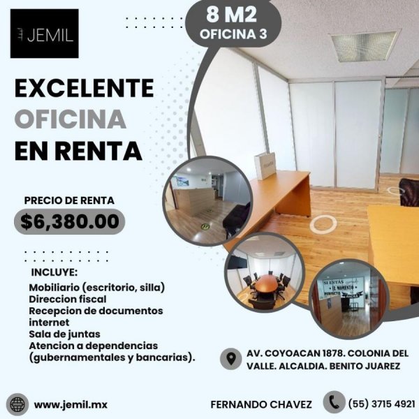 Foto Oficina en Renta en Acasias, Benito Juárez (CDMX), Distrito Federal - $ 6.380 - OFR333267 - BienesOnLine