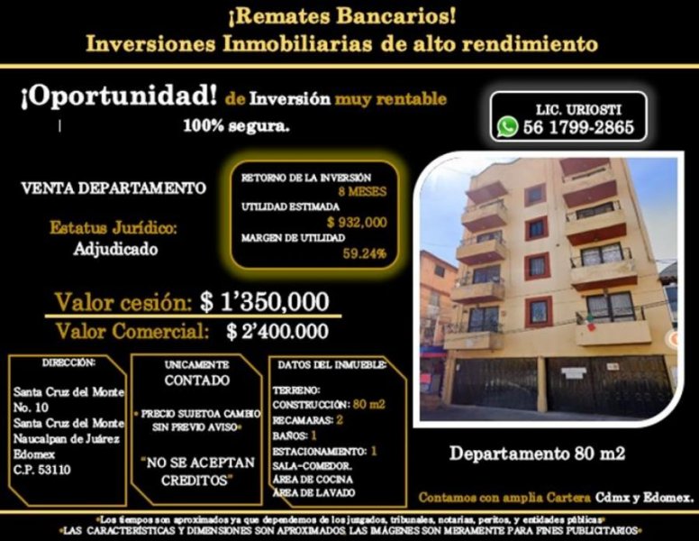 Departamento en Venta en Santa Cruz del Monte Naucalpan de Juárez, Mexico