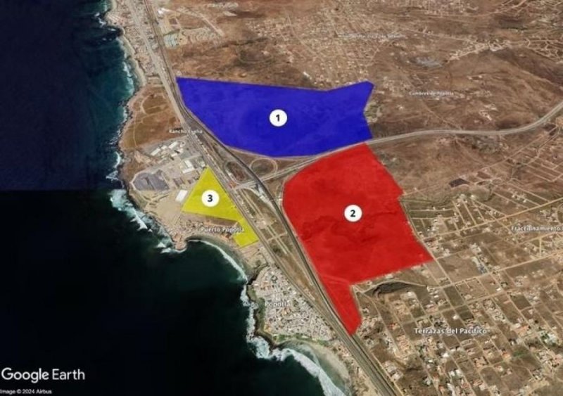 Venta de 3 terrenos industriales en venta en Popotla, Rosarito