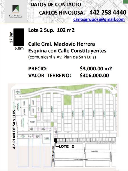 Foto Terreno en Venta en 10 DE ABRIL, Santiago de Querétaro, Queretaro Arteaga - $ 306.000 - TEV275712 - BienesOnLine