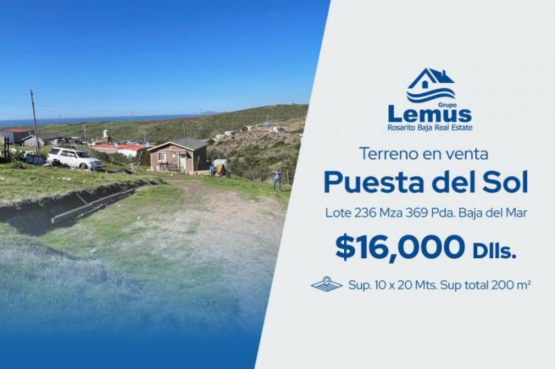 Foto Terreno en Venta en Puesta del Sol, Rosarito, Baja California - U$D 16.000 - TEV322999 - BienesOnLine